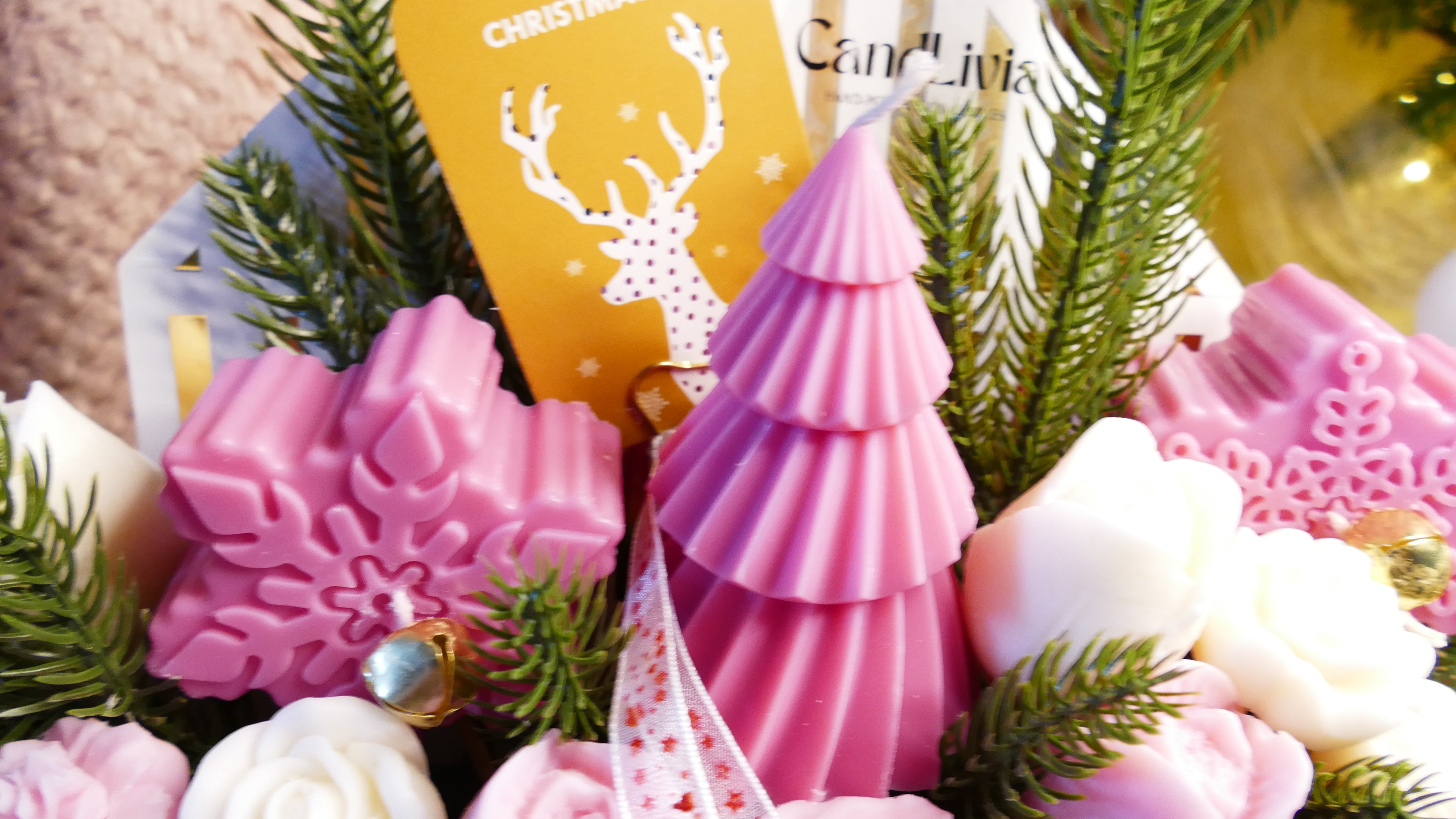 Weihnachtsbrief in Rosa und Weiß