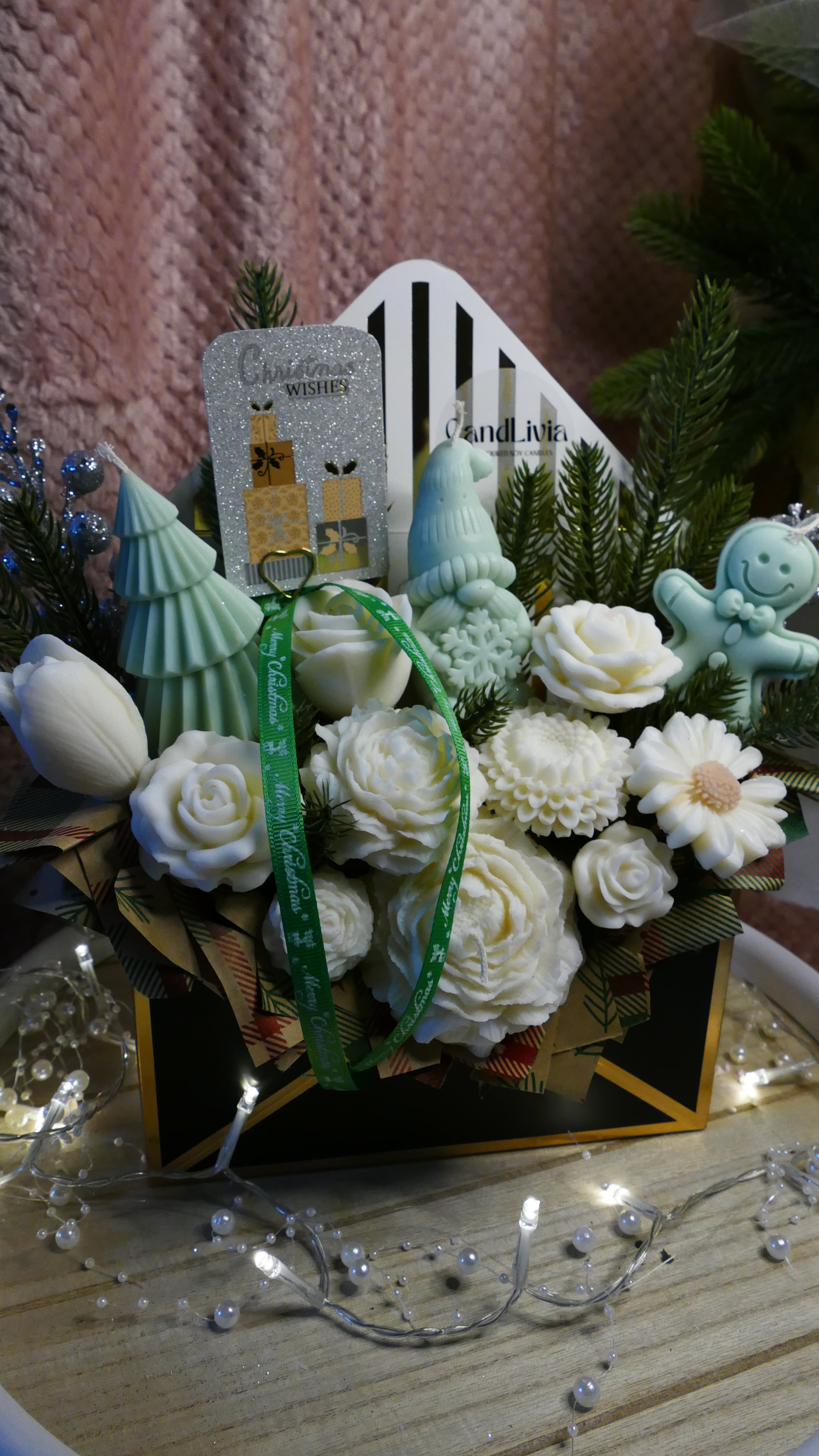 Weihnachtsbrief in Mint und Weiß