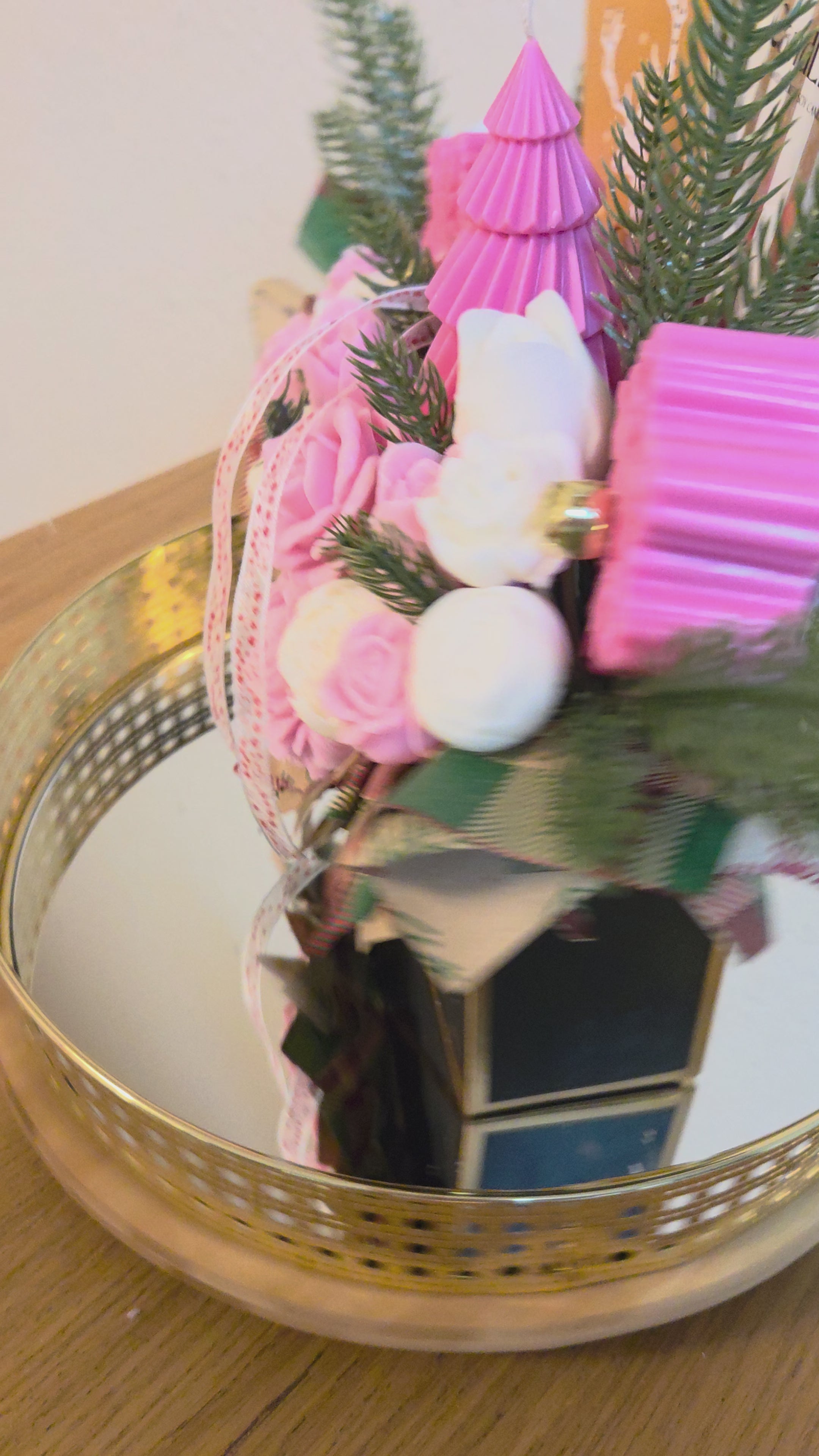 Weihnachtsbrief in Rosa und Weiß