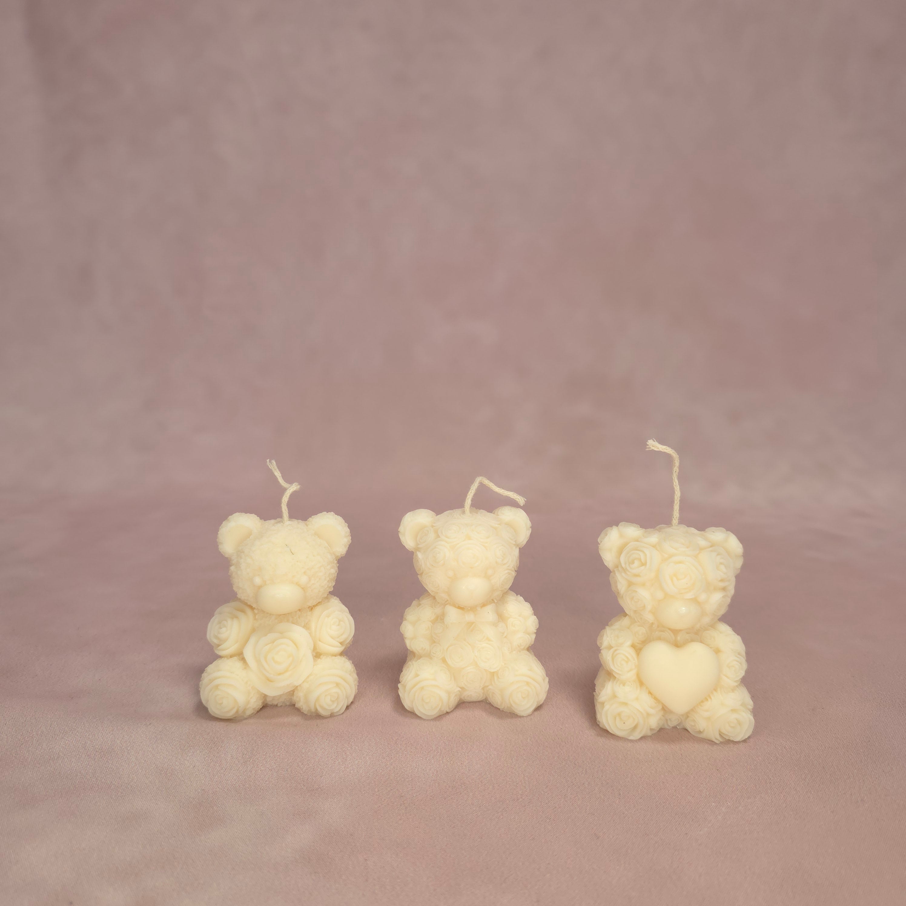 Handgegossene Kerzen "Klein Teddybear" aus Sojawachs - 3 Set