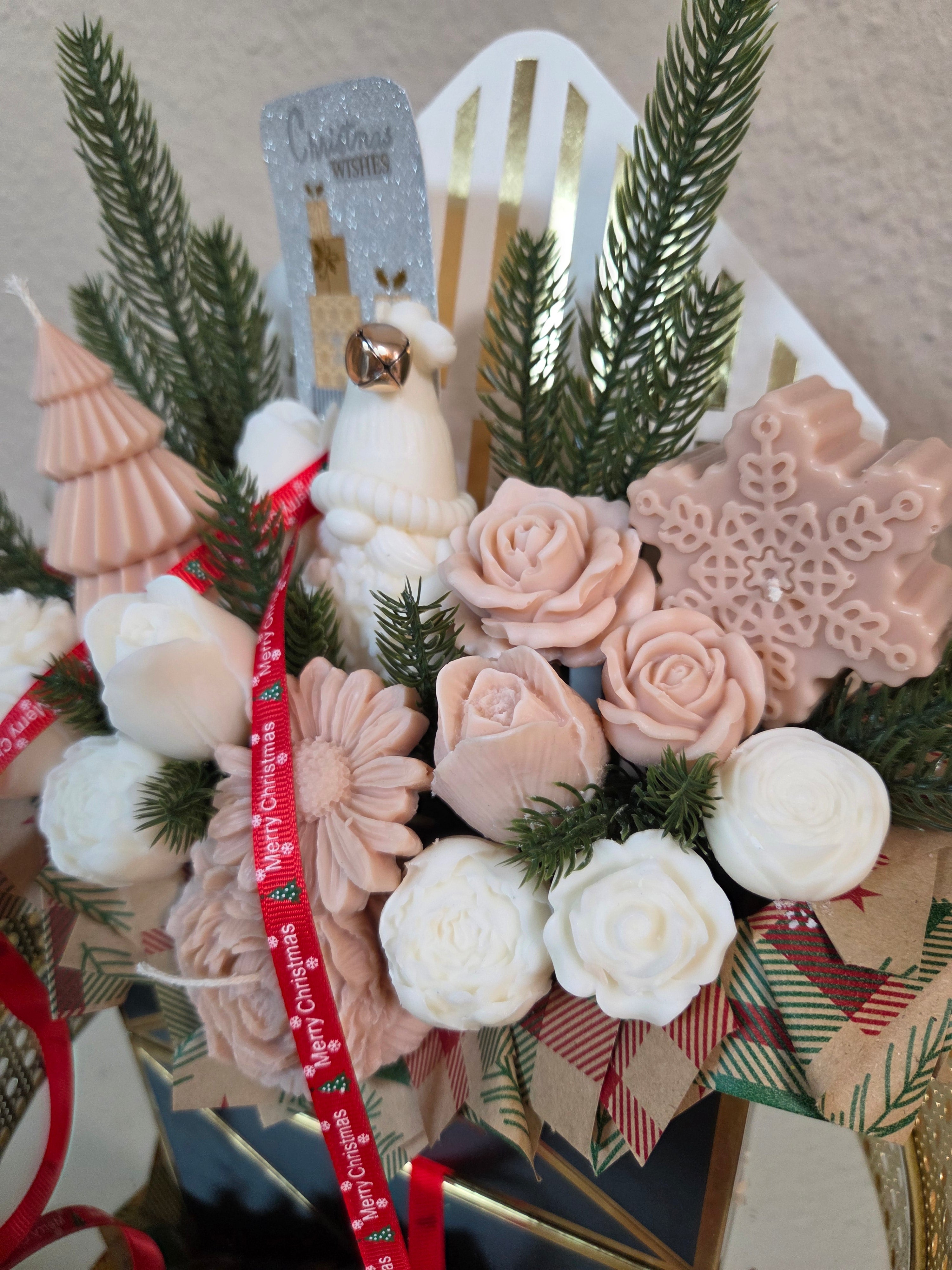 Weihnachtsbrief in Beige und Weiß