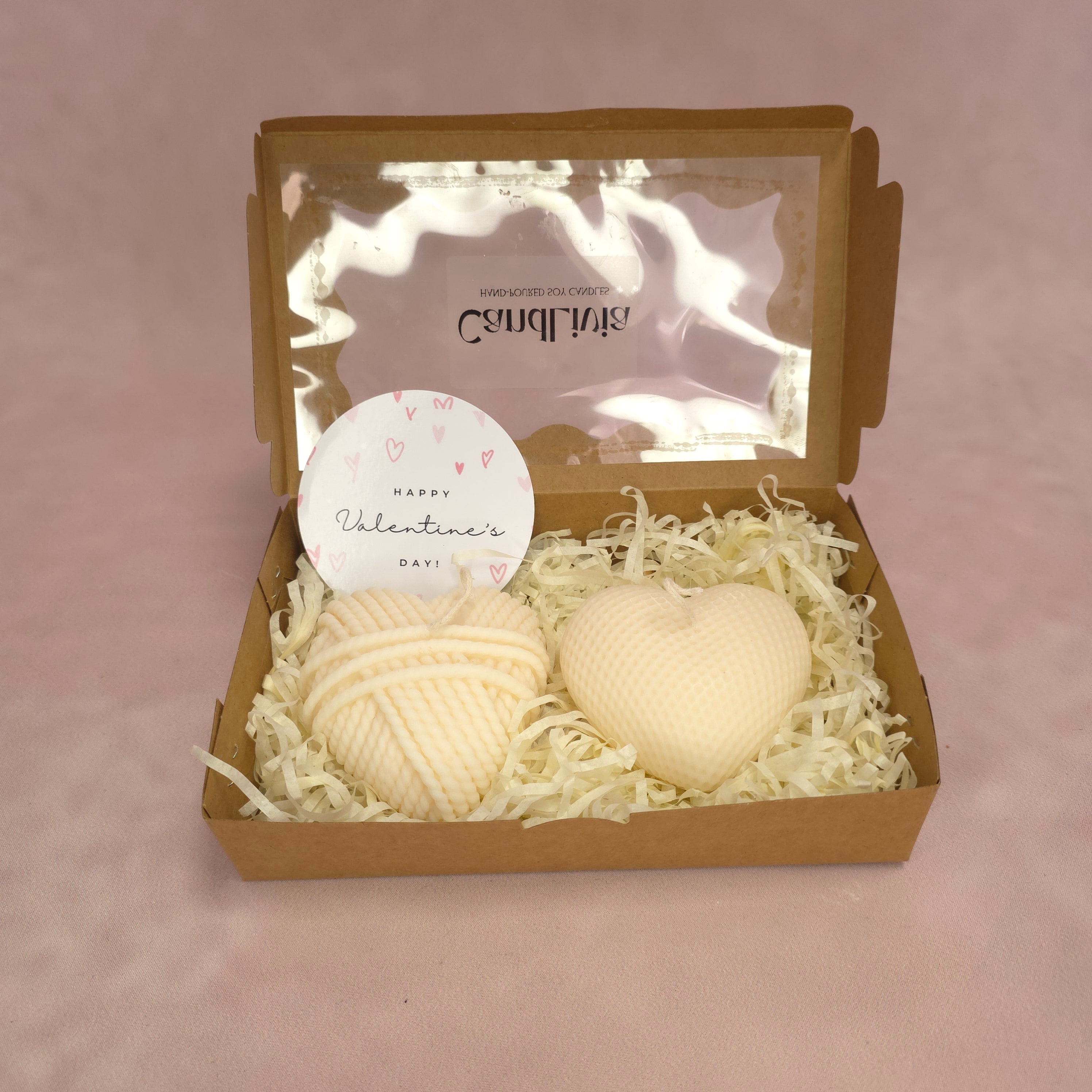 Geschenkbox mit Handgegossenen Kerzen "Herzen" - 2er Set