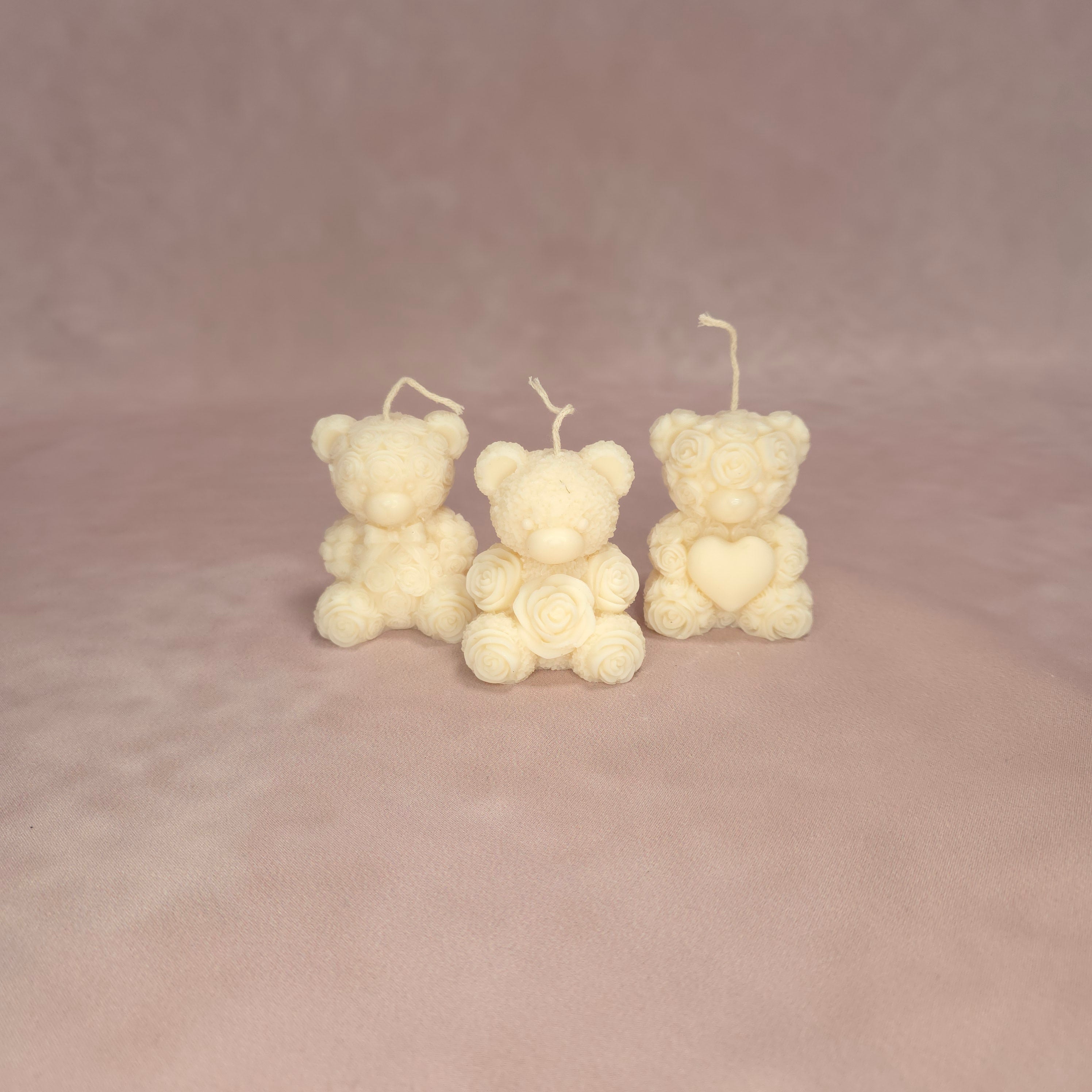 Handgegossene Kerzen "Klein Teddybear" aus Sojawachs - 3 Set