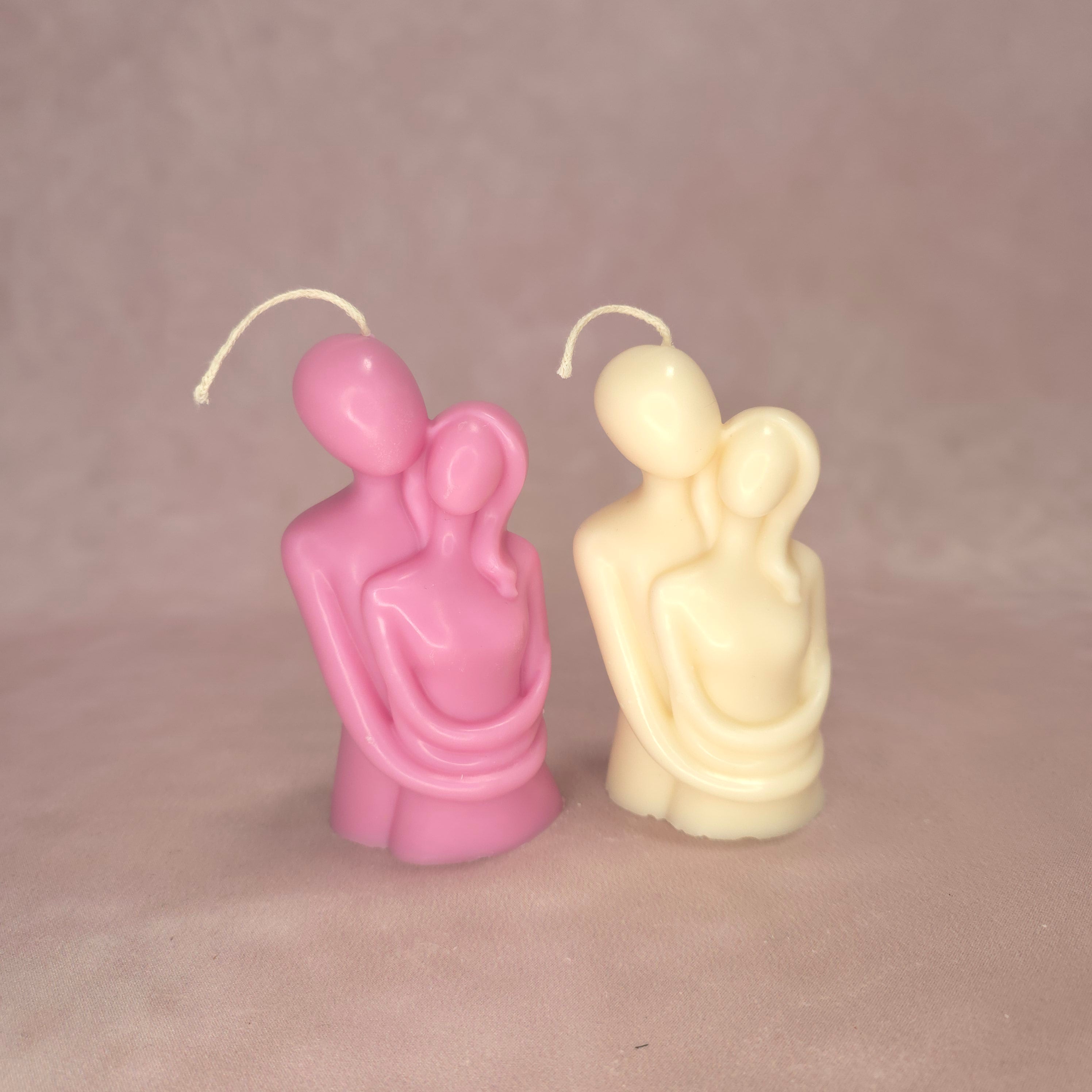 Handgegossene Kerze "Liebes Paar" aus Sojawachs - Valentinstag Edition