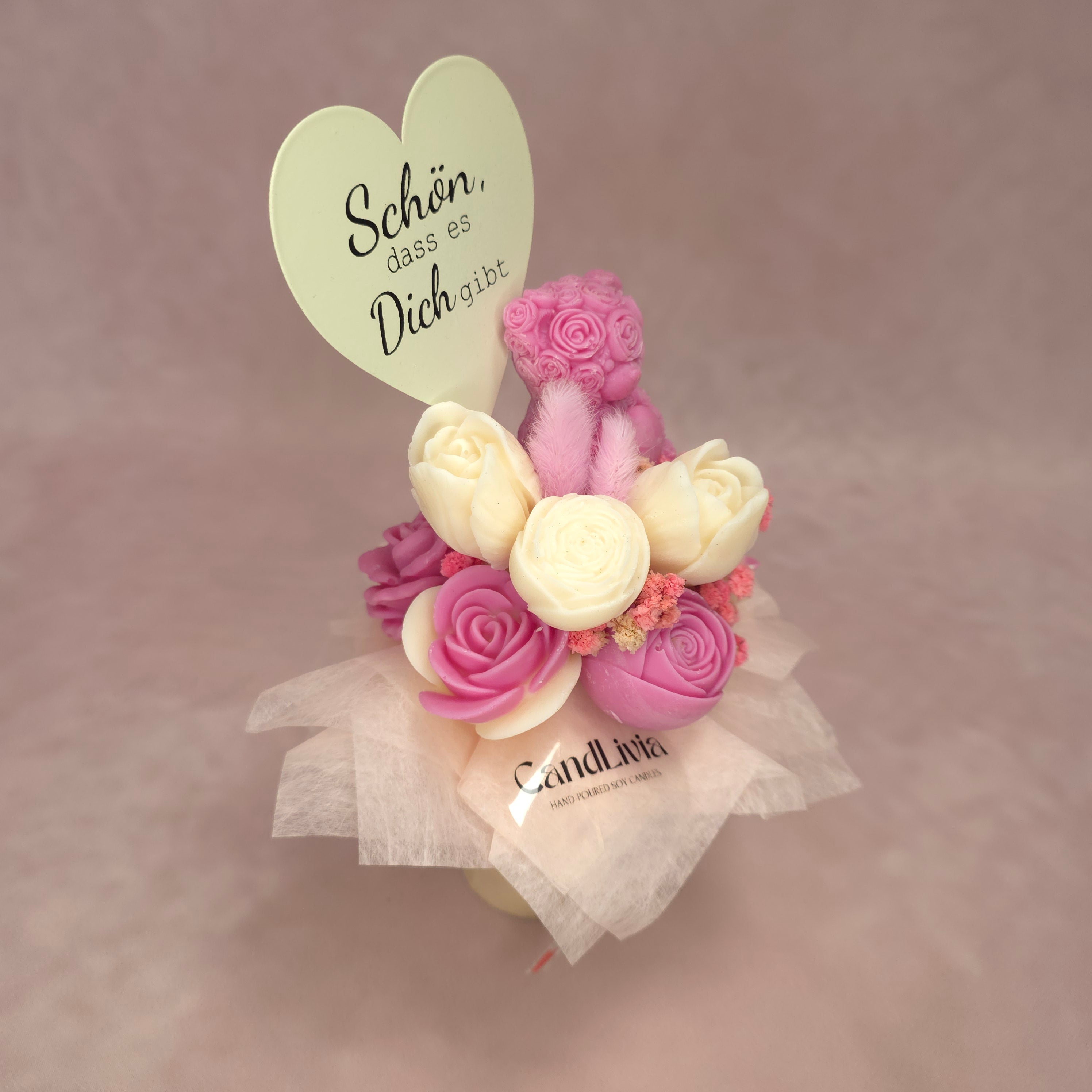 Flowerbox S Pink Valentinstag Edition mit Teddy