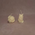 Handgegossene Kerzen "Katze mit Wolle" aus Sojawachs - 2er Set