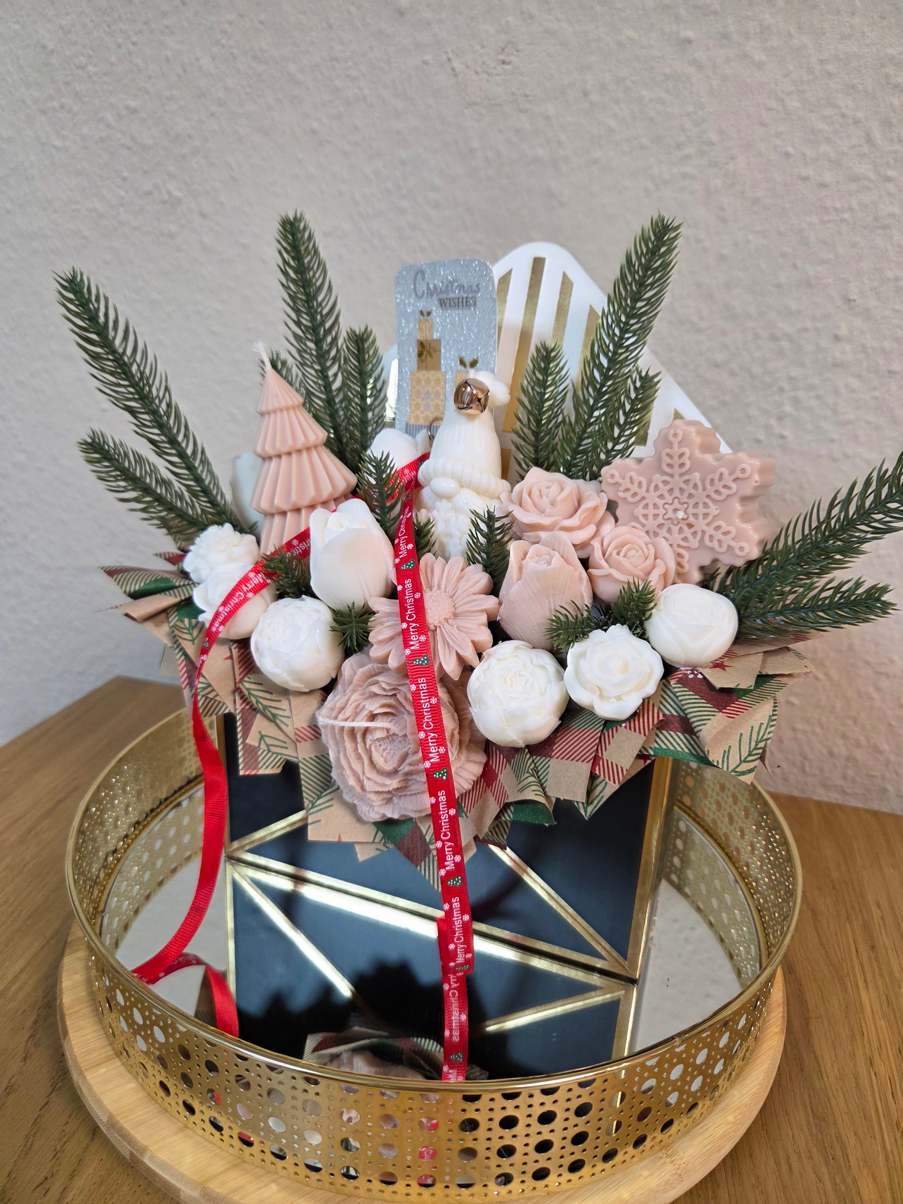 Weihnachtsbrief in Beige und Weiß