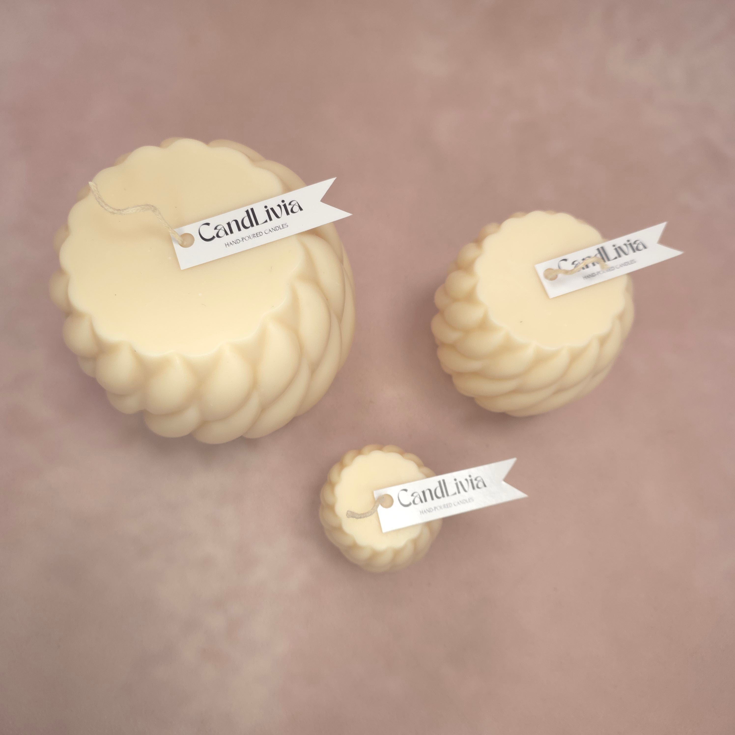 Handgegossene Kerzen "Gerippte Säulen" aus Sojawachs