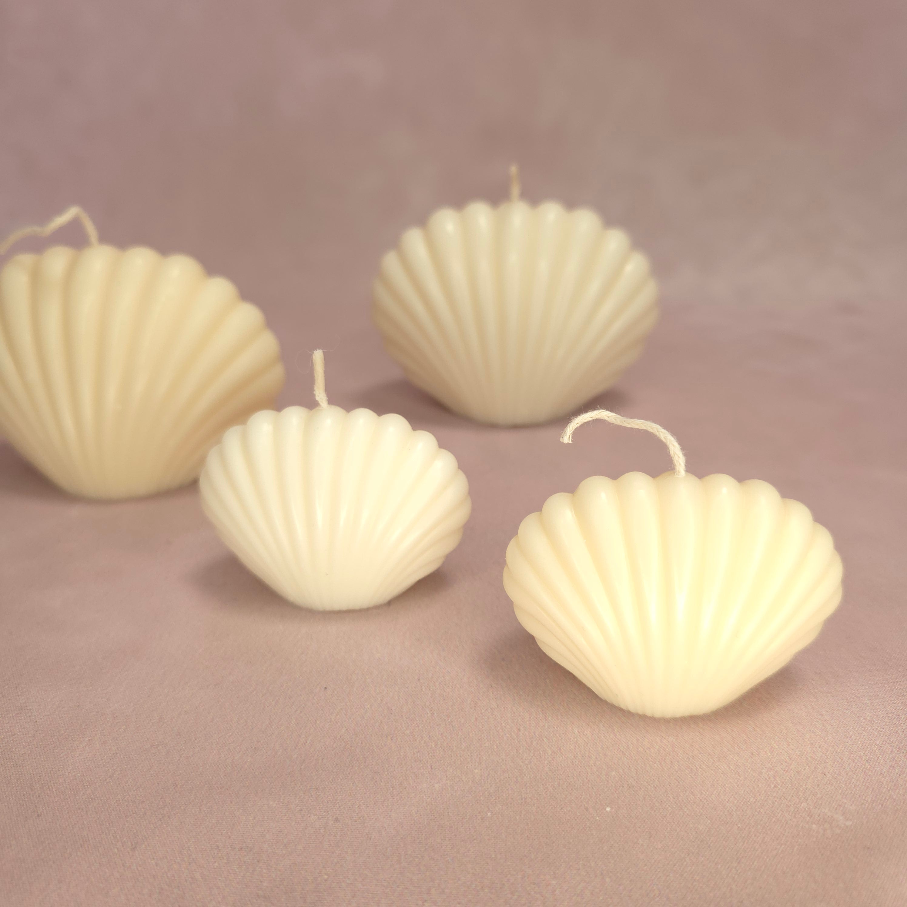 Handgegossene Kerzen "Muscheln" aus Sojawachs - 2er Set