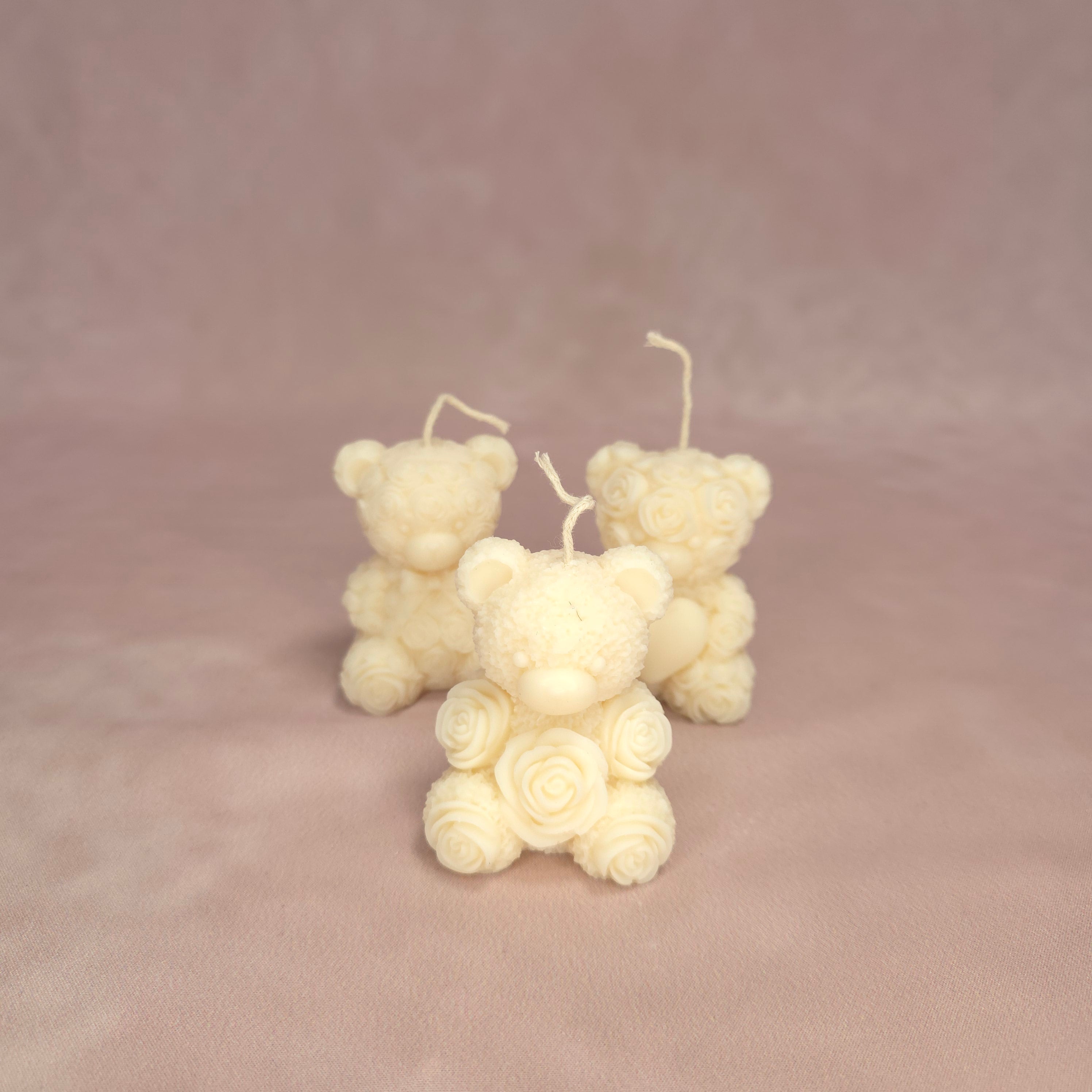 Handgegossene Kerzen "Klein Teddybear" aus Sojawachs - 3 Set