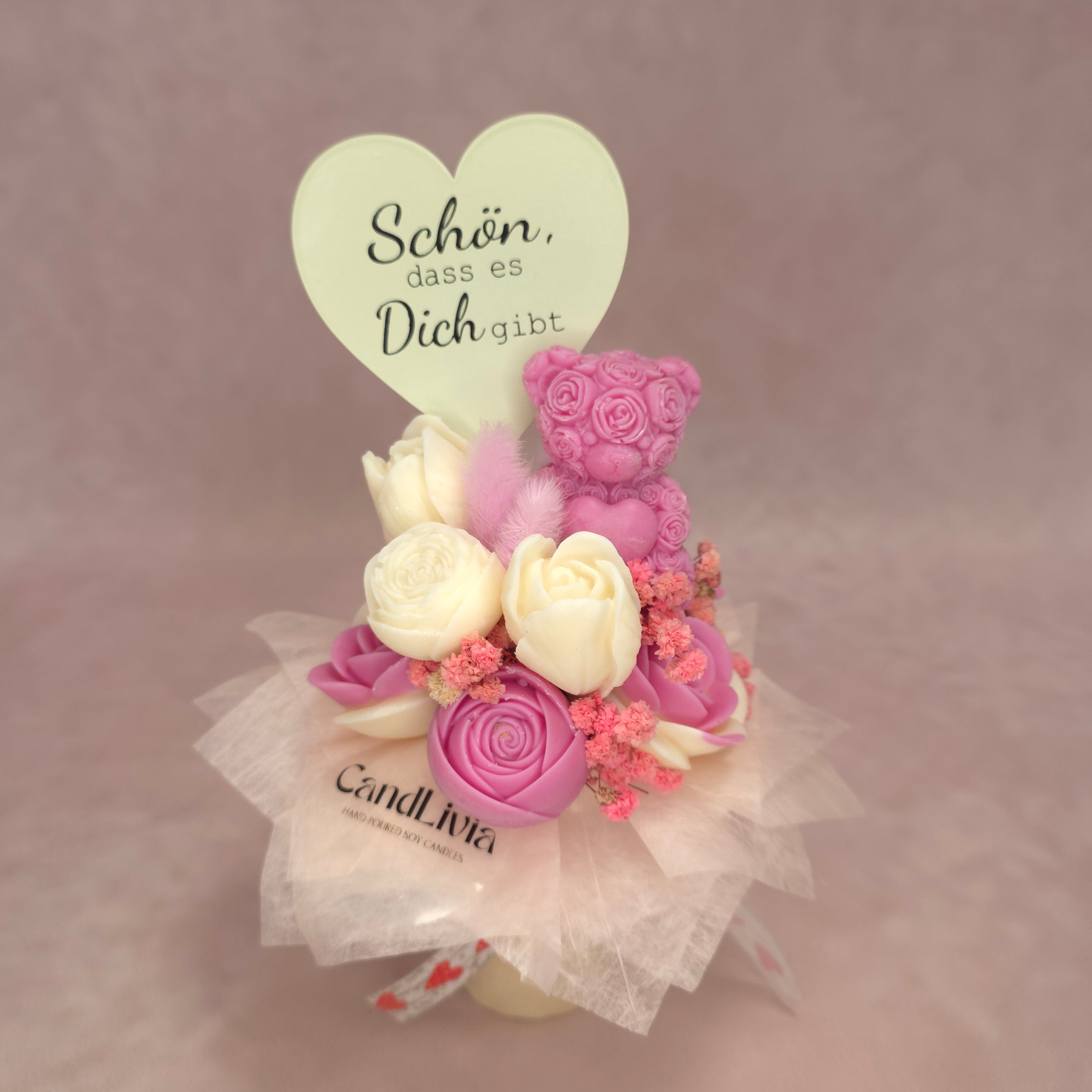 Flowerbox S Pink Valentinstag Edition mit Teddy