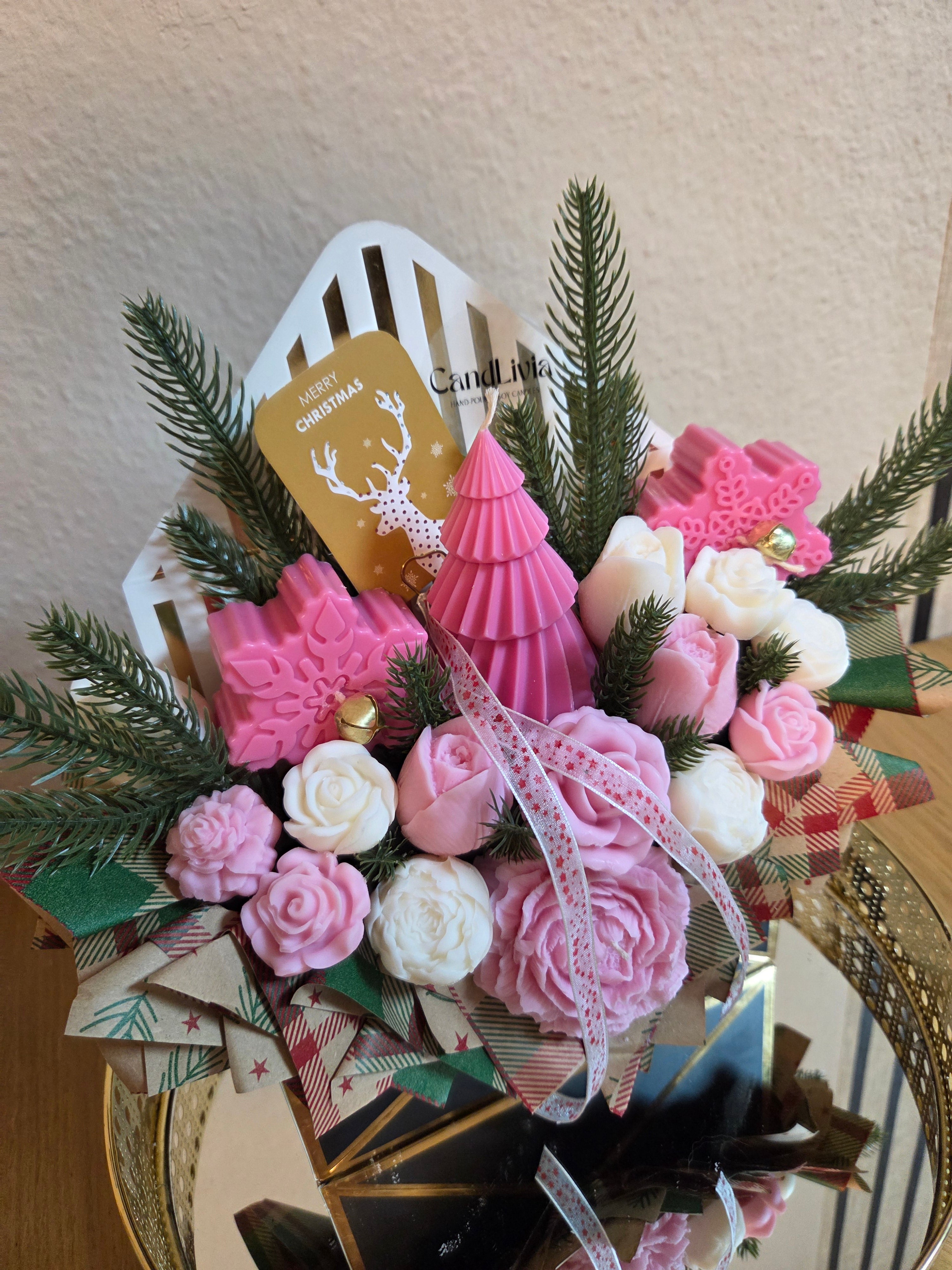 Weihnachtsbrief in Rosa und Weiß