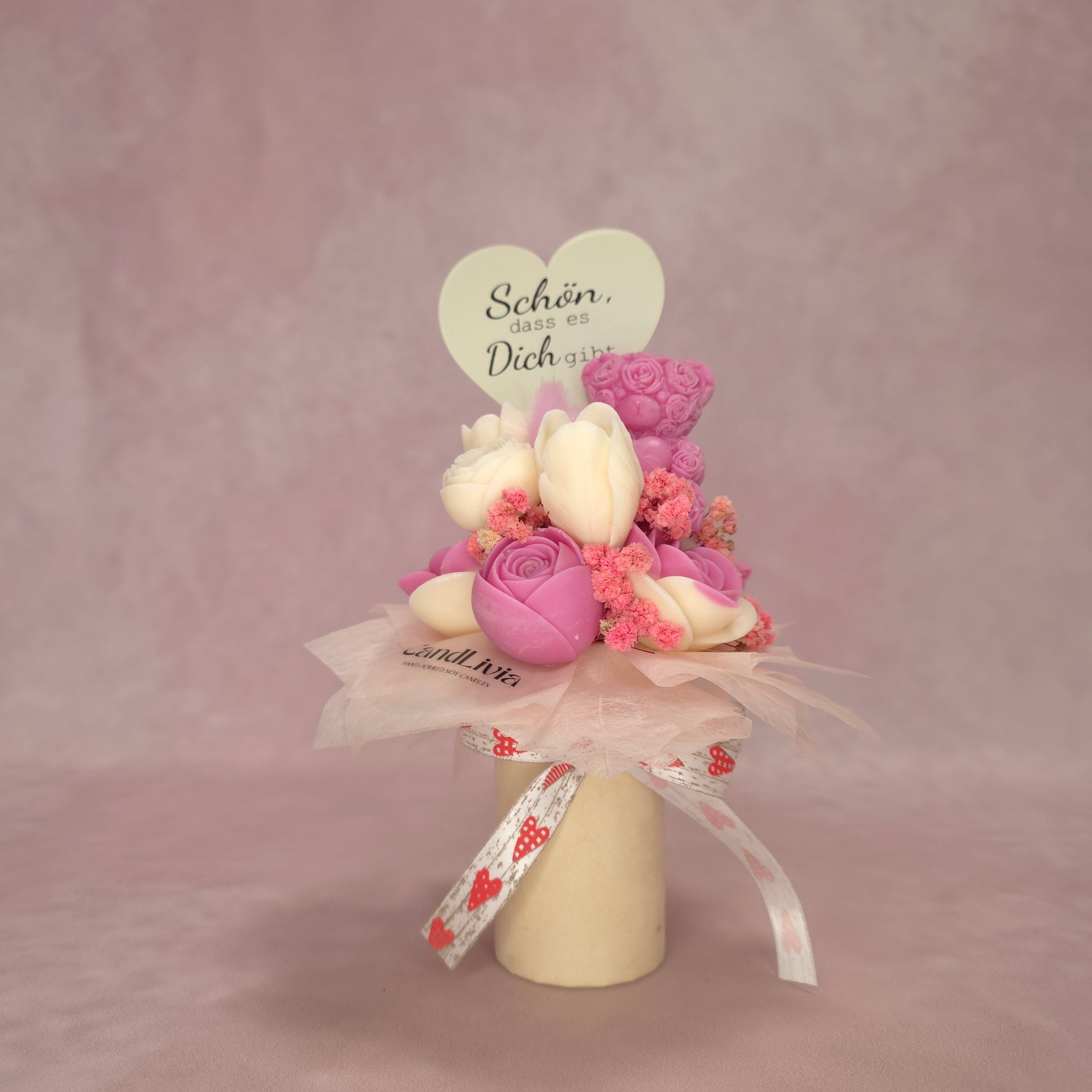 Flowerbox S Pink Valentinstag Edition mit Teddy