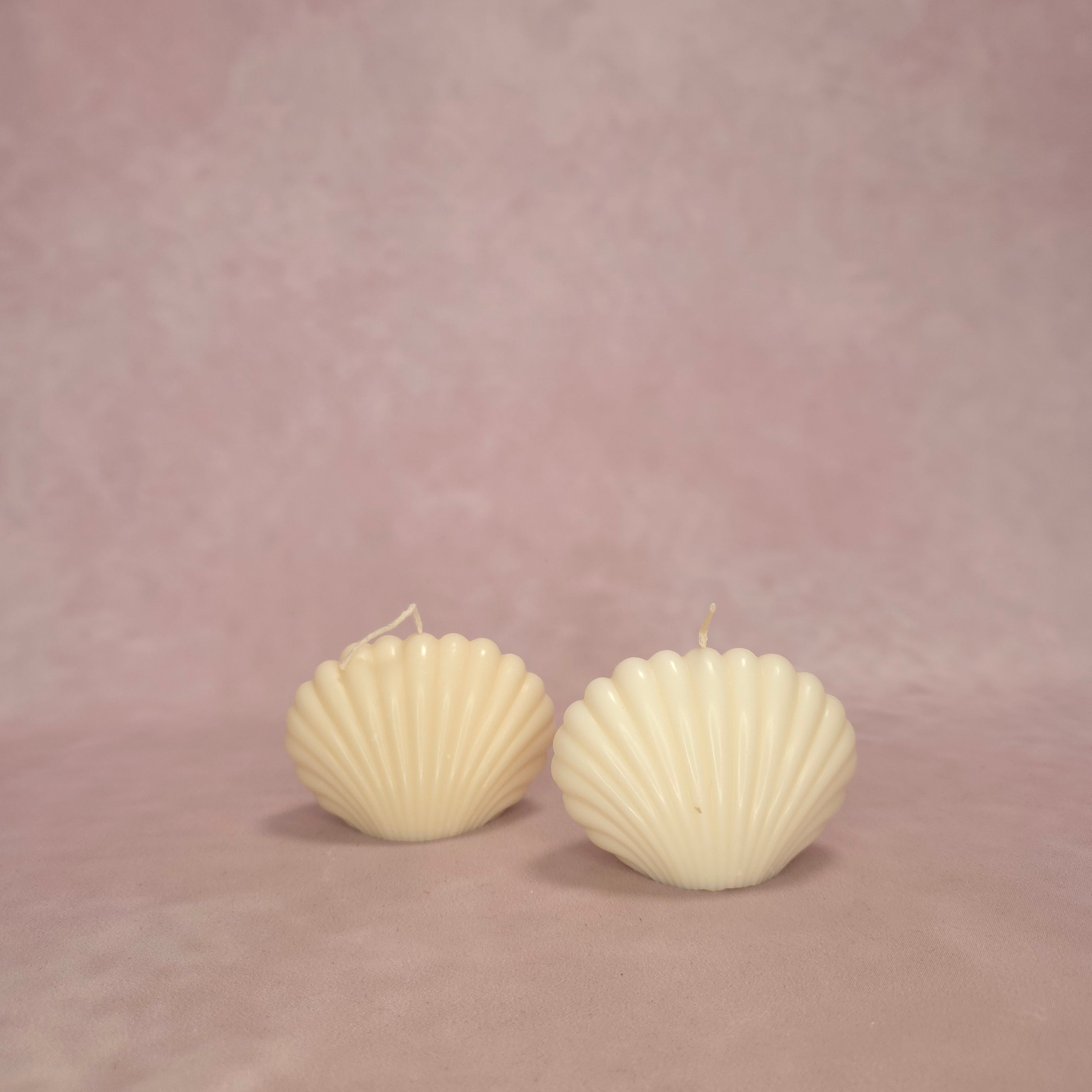 Handgegossene Kerzen "Muscheln" aus Sojawachs - 2er Set